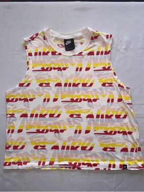 Nike Sportswear Graphic Logo Crop Tank Top White Multi Women’s XL